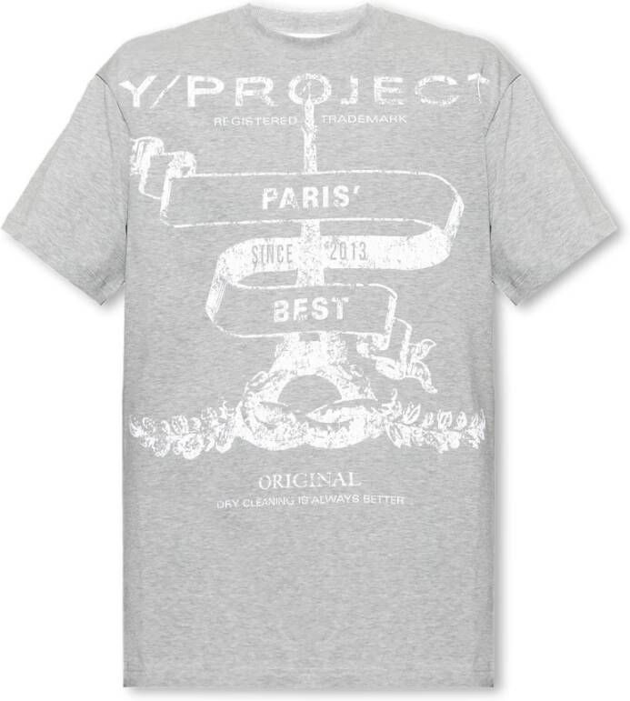 Y Project T-shirt met logo Grijs Heren