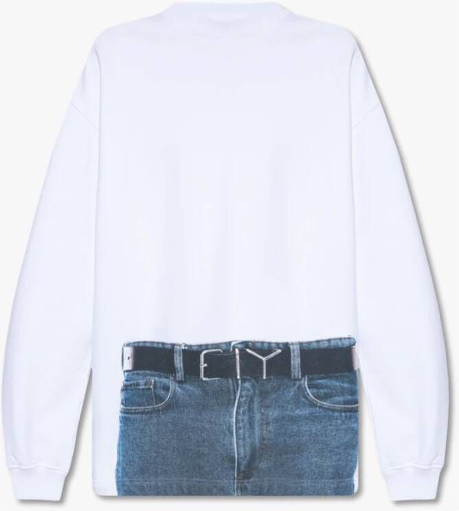 Y Project Witte Crewneck Sweatshirt met Trompe l Oeil Print White