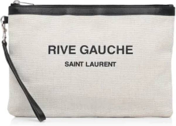 Yves Saint Laurent Vintage Pre-owned Canvas clutches White Dames