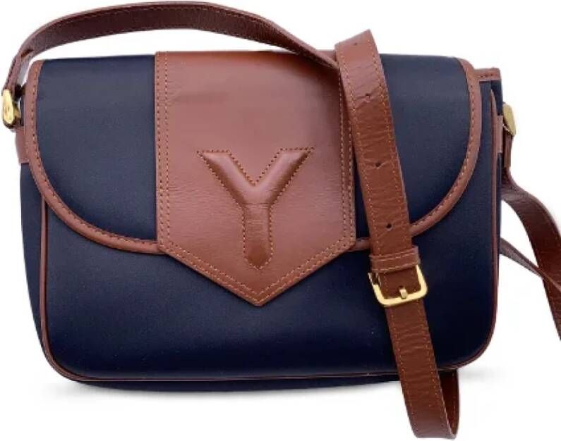 Yves Saint Laurent Vintage Pre-owned Canvas crossbody-bags Blauw Dames