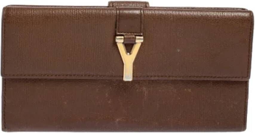 Yves Saint Laurent Vintage Pre-owned Leather wallets Bruin Dames