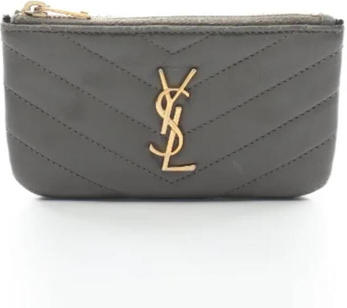 Yves Saint Laurent Vintage Pre-owned Leather wallets Grijs Dames
