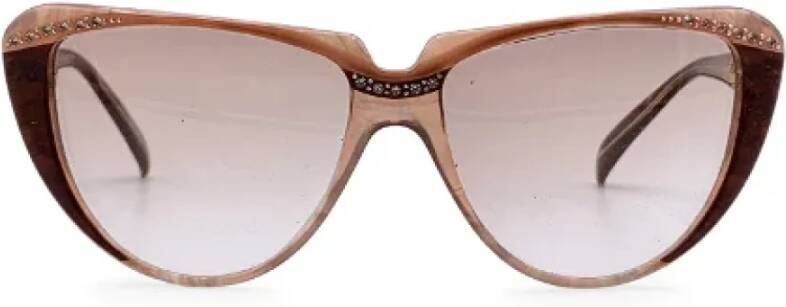 Yves Saint Laurent Vintage Pre-owned Plastic sunglasses Bruin Dames