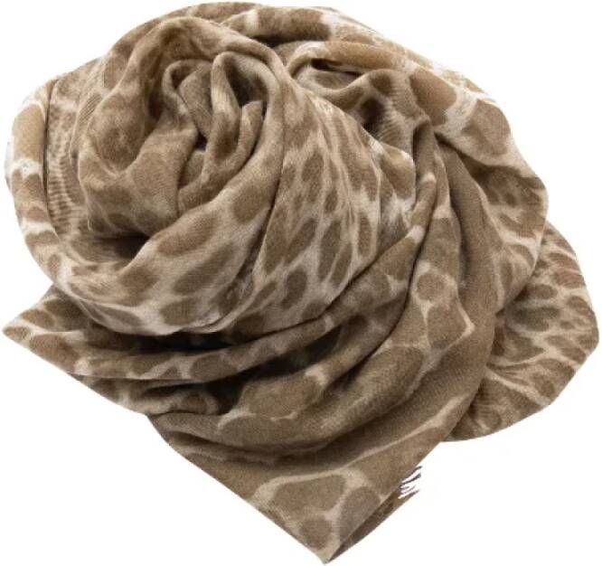Yves Saint Laurent Vintage Pre-owned Wool scarves Bruin Dames