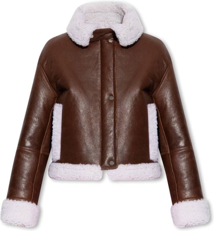 Yves Salomon Lam shearling jas Bruin Dames