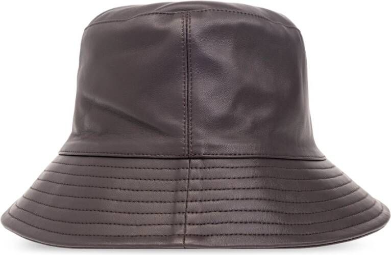 Yves Salomon Leather bucket hat Bruin Dames