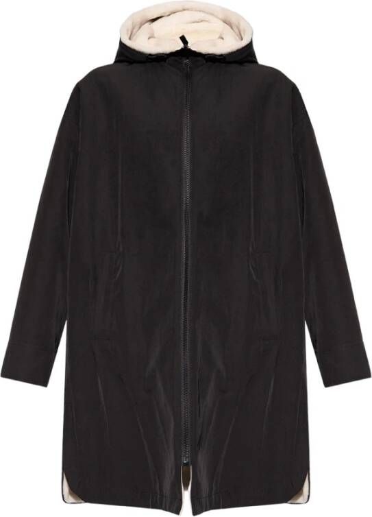 Yves Salomon Omkeerbare jas met capuchon Zwart Dames