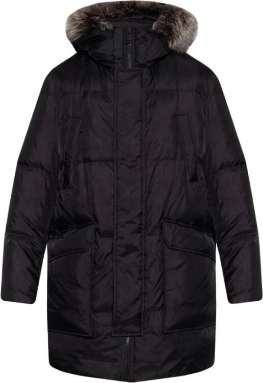 Yves Salomon Omlaag jasje met logo Zwart Heren