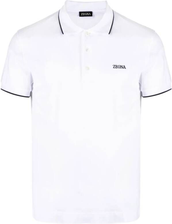 Z Zegna Geborduurd Logo Polo Shirt White Heren