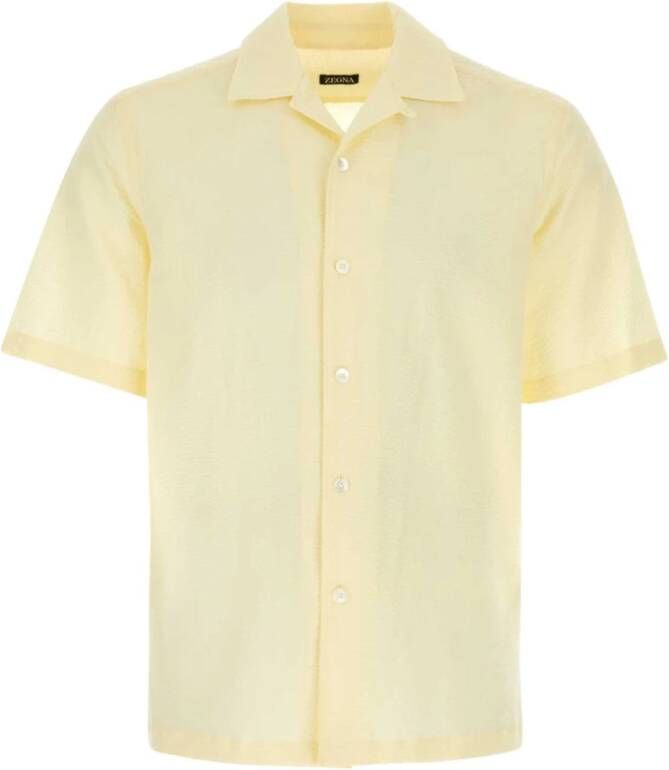 Z Zegna Pastelgele Katoenen Overhemd Zomerse Must-Have Yellow Heren