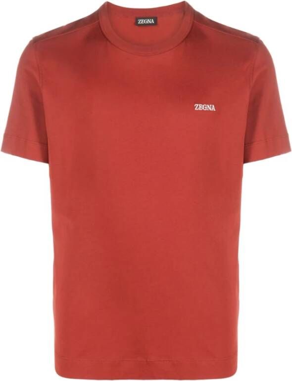 Z Zegna Rode Katoenen Crewneck T-shirt voor Heren Red Heren