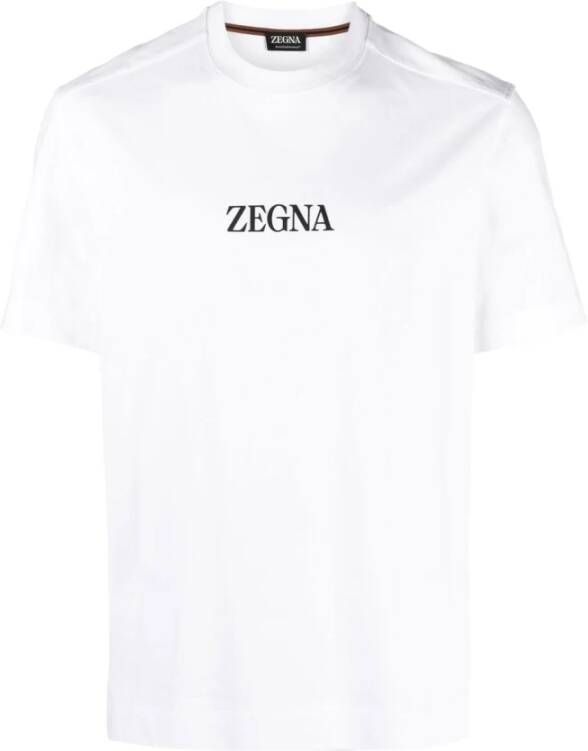 Z Zegna Casual katoenen T-shirt met iisch logo detail White Heren