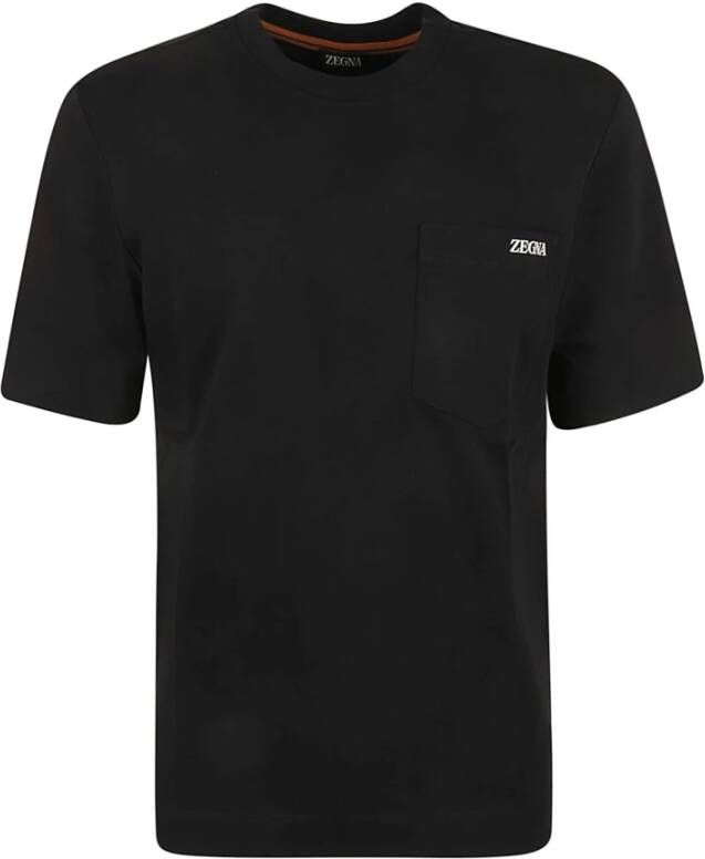 Z Zegna Zwarte Katoenen T-Shirt Zwart Heren