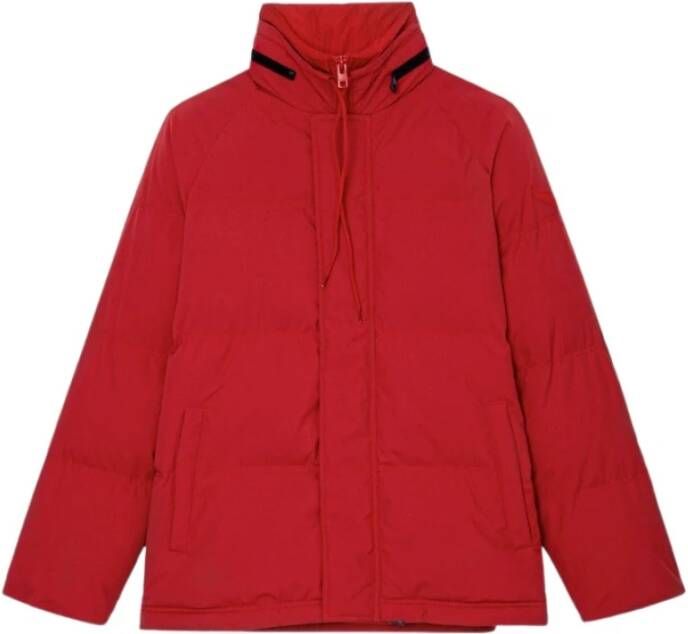 Zadig & Voltaire Rode Korte Donsjas met Capuchon en Contrastbies Red Dames