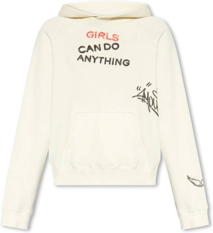 Zadig & Voltaire Dames Ecru Hoodie met Posterprints Beige Dames