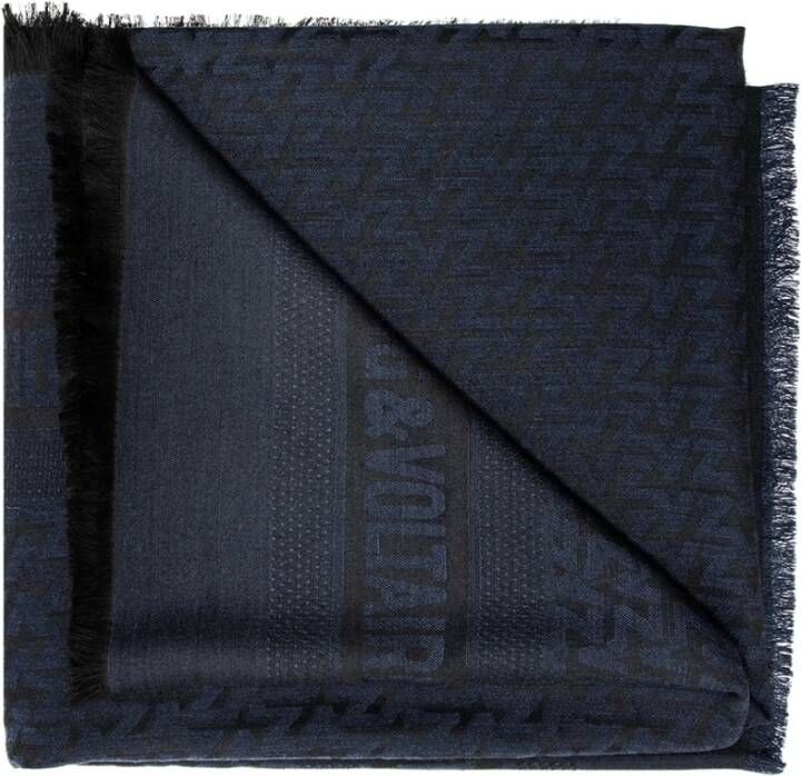 Zadig&Voltaire Sjaal met logo jacquard Blauw