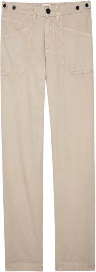 Zadig & Voltaire Natuurlijke Kleur Militair-geïnspireerde Katoenen Broek Beige Dames - Foto 4
