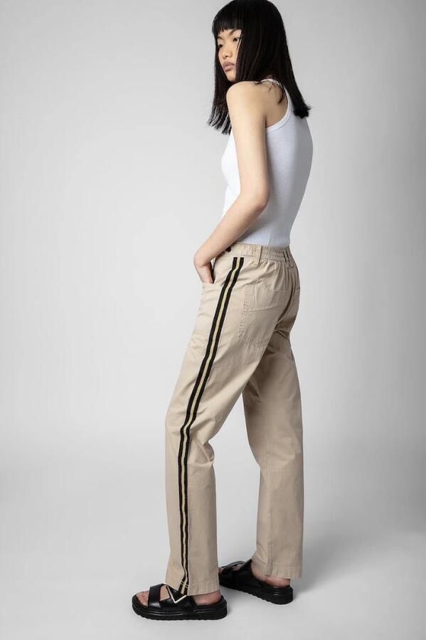 Zadig & Voltaire Natuurlijke Kleur Militair-geïnspireerde Katoenen Broek Beige Dames