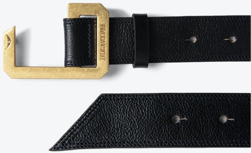 Zadig & Voltaire Navyblauwe leren riem met gestreepte gouden metalen gesp Blue Heren - Foto 2