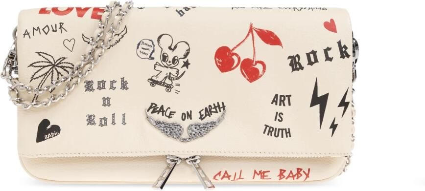 Zadig & Voltaire Witte leren Crossbody tas met ketting White Dames