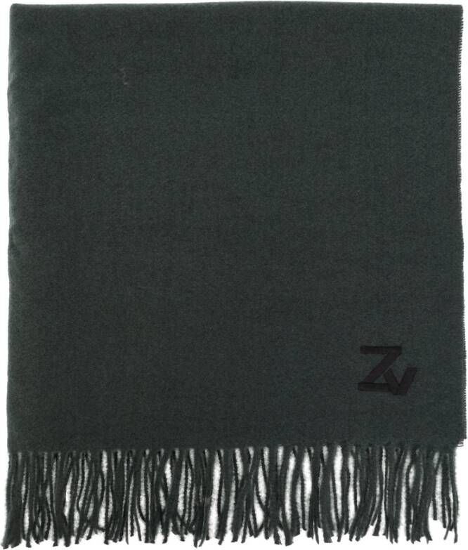 Zadig & Voltaire Sjaal met franjes Groen Unisex