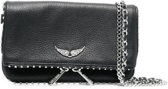 Zadig & Voltaire Zwarte leren clutch met kristaldecoratie Black Dames - Foto 5