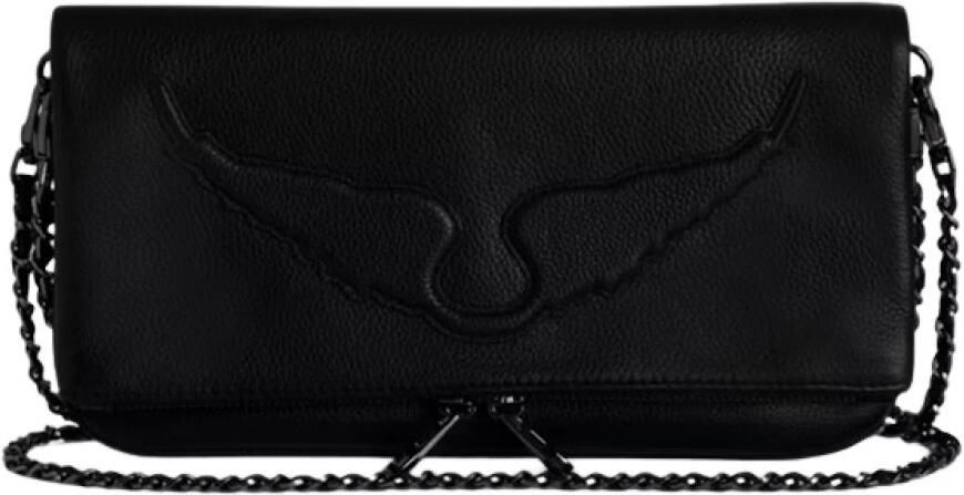 Zadig & Voltaire Zwarte leren handtas met reliëfvleugels Black Dames