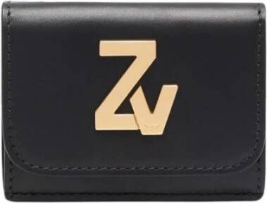 Zadig & Voltaire Zwarte leren portemonnee met ZV-logo Zwart Dames
