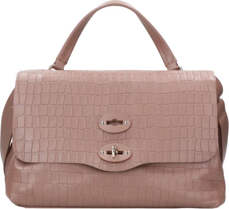 Zanellato Luxe geëmbosseerde Cayman tassen voor alledaagse stijl Roze Dames