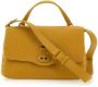 Zanellato Leren Schoudertas met Stoffen Details Yellow Dames - Thumbnail 1