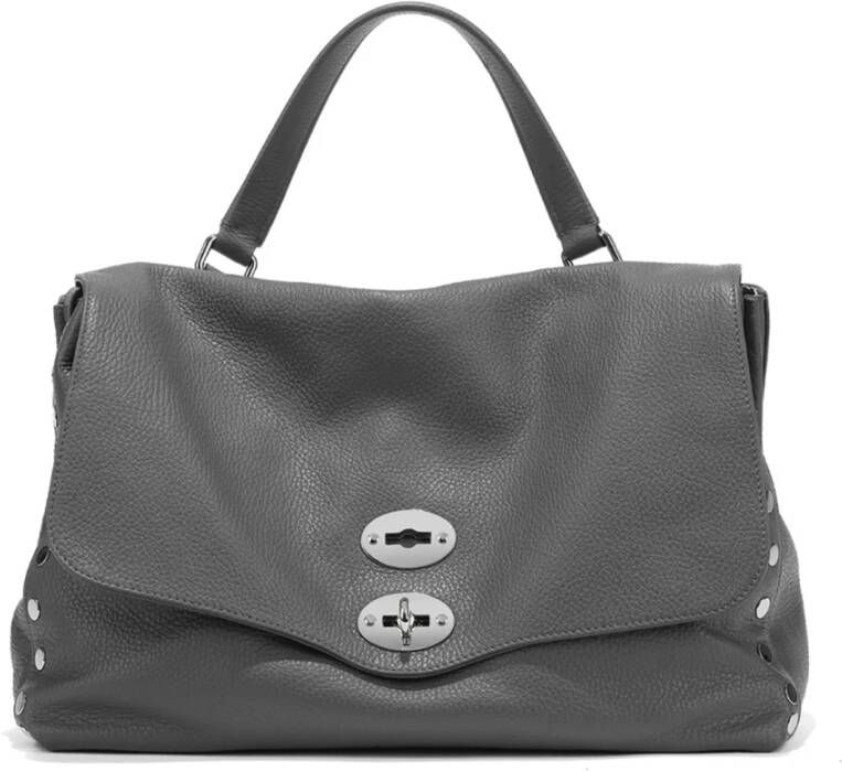 Zanellato Shoppers Grained Leather Tote Bag in grijs