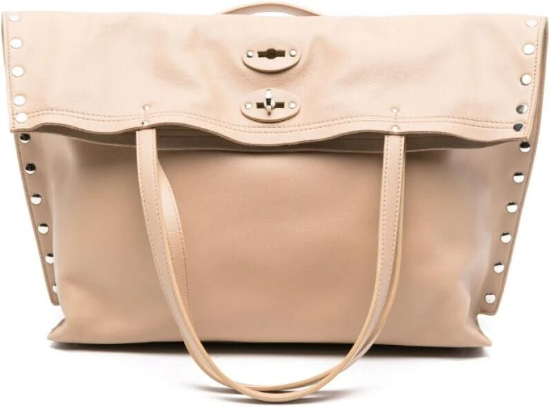 Zanellato Beige leren mediatas met zilveren studs Beige Dames