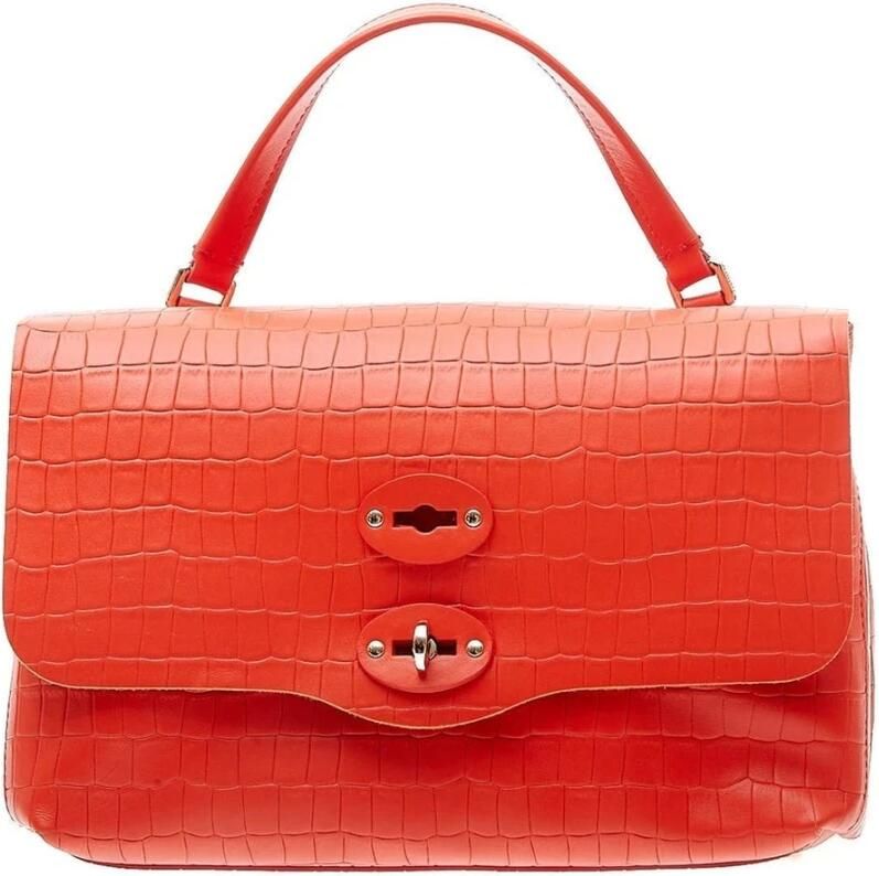 Zanellato Crossbody bags Postina S Croco Leather Bag in rood
