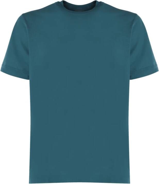Zanone Petroleum Katoenen Crewneck T-shirts en Polos Blue Heren