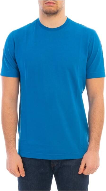 Zanone Slim Fit Celeste Katoenen T-shirt Blue Heren
