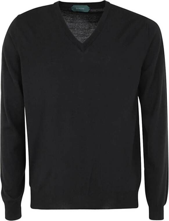 Zanone V-hals basic pullover-trui Zwart Heren