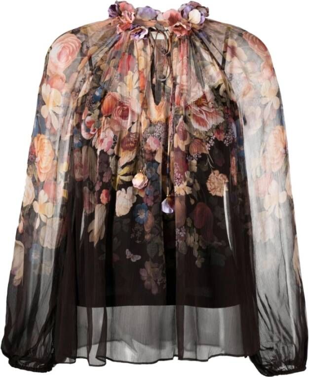 Zimmermann Bloemenprint zijden blouse Zwart Dames