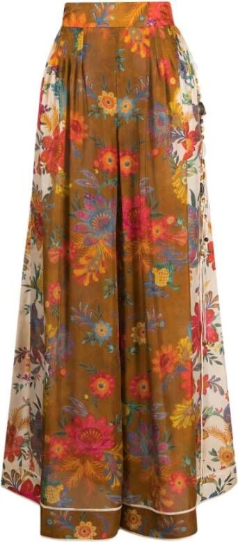Zimmermann Zijden broek met bloemenprint Multicolor Dames