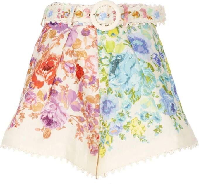 Zimmermann Multicolor Linnen Shorts met Bloemendetails Meerkleurig Dames