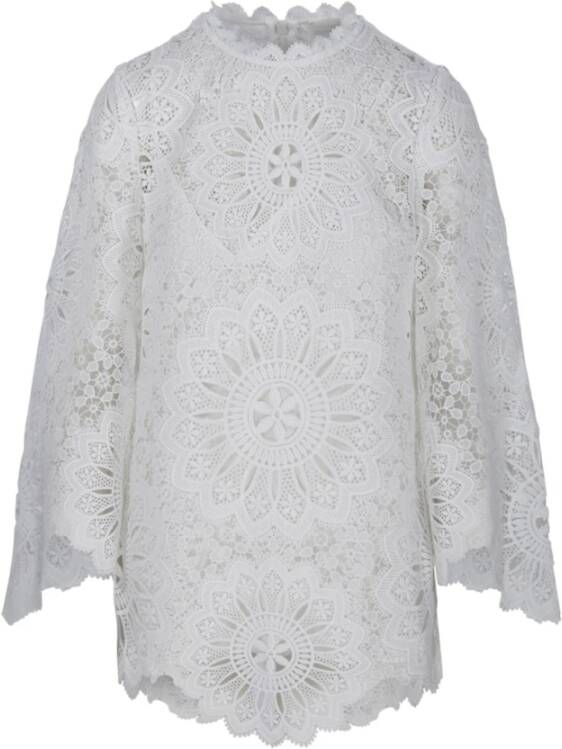 Zimmermann Ivoorwitte Bloemenkanten Blouse Beige Dames