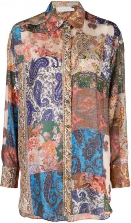 Zimmermann Zijden Overhemd met Grafische Print Multikleur Lange Mouwen Multicolor Dames