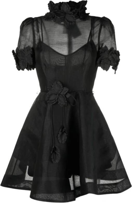 Zimmermann Mini-jurk met pofmouwen Zwart Dames