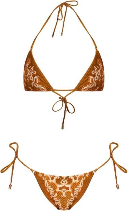 Zimmermann Halternek Bikini Set met Bloemenmotief Brown Dames