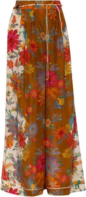 Zimmermann Zijden broek met bloemenprint Multicolor Dames
