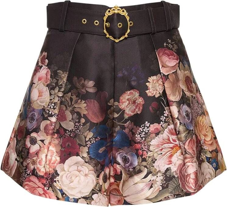 Zimmermann Zijden en katoenen shorts met bloemenprint Zwart Dames