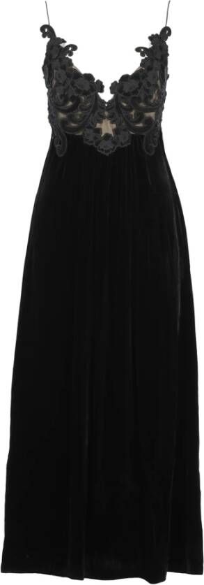 Zimmermann Zwarte fluwelen jurk met V-hals en borduurwerk Zwart Dames