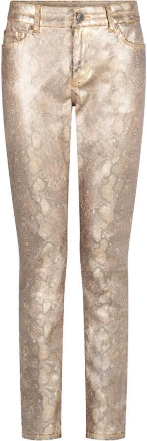 Zoso regular fit broek Demi met dierenprint goud