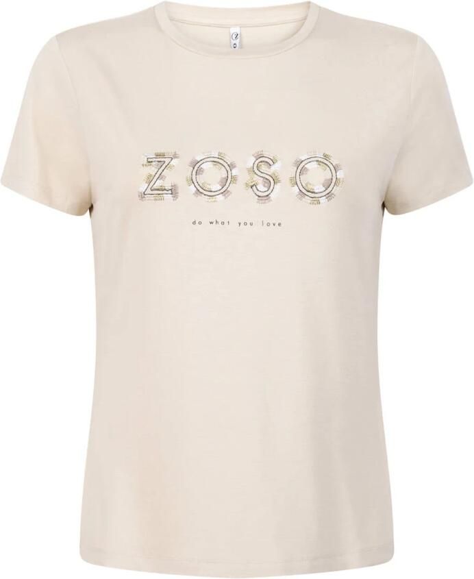 Zoso Vienna Grafisch T-shirt Beige Dames