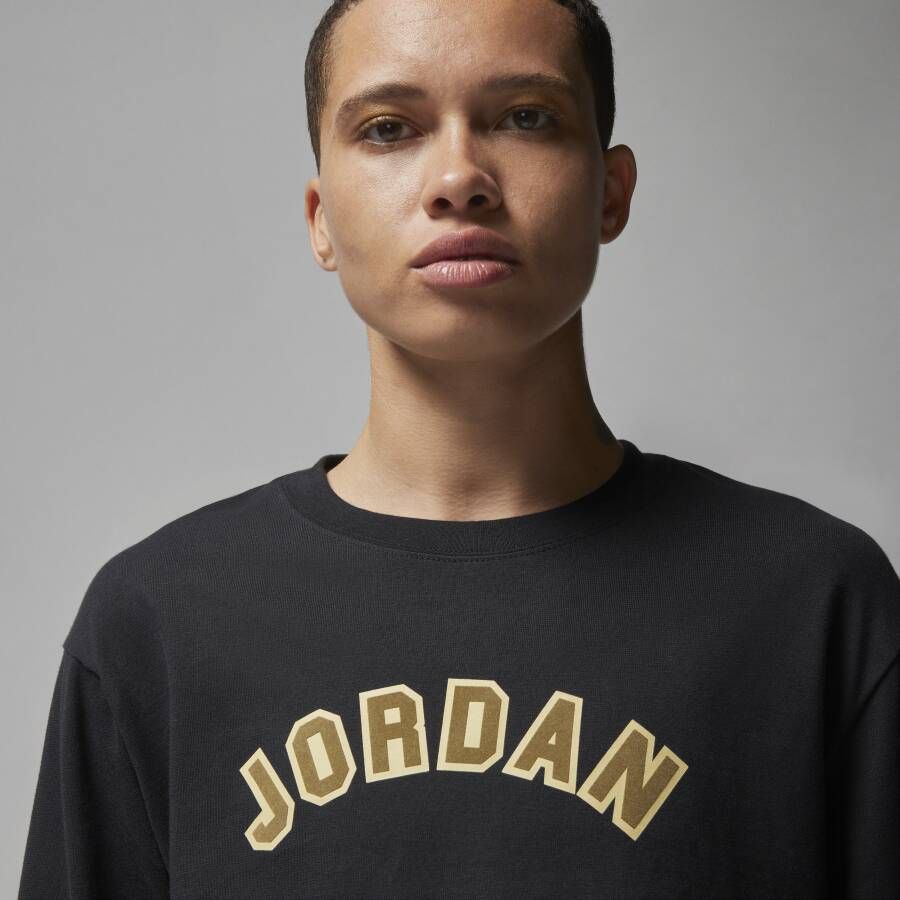 Jordan extra kort T-shirt met graphic en lange mouwen voor dames Zwart