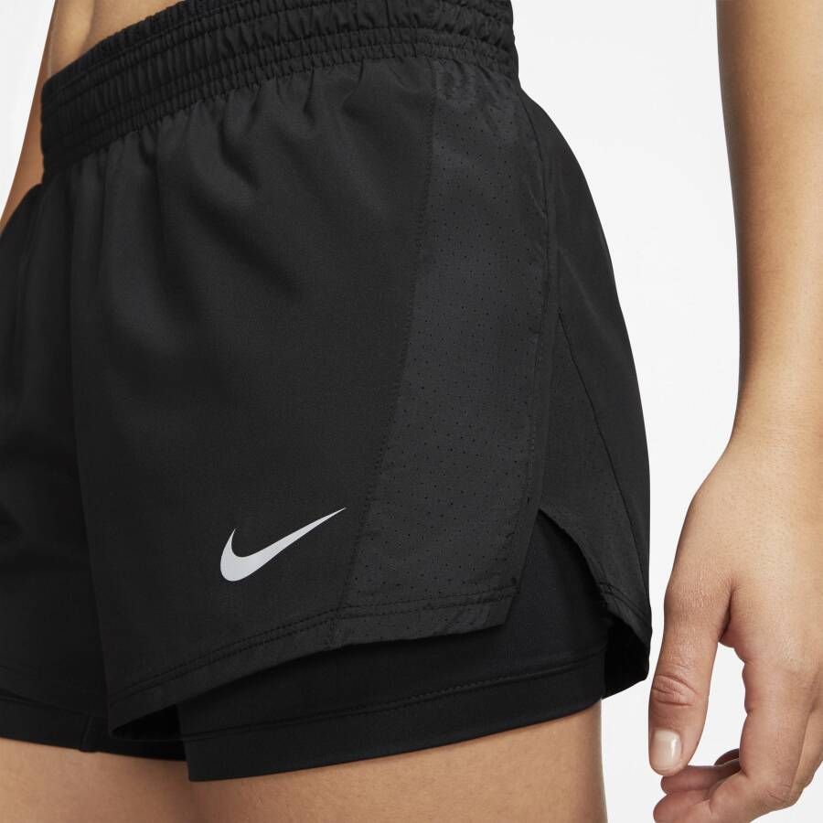 Nike 10K 2-in-1 hardloopshorts voor dames Zwart
